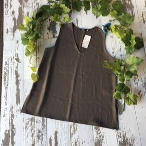 Taupe sleeveless blouse